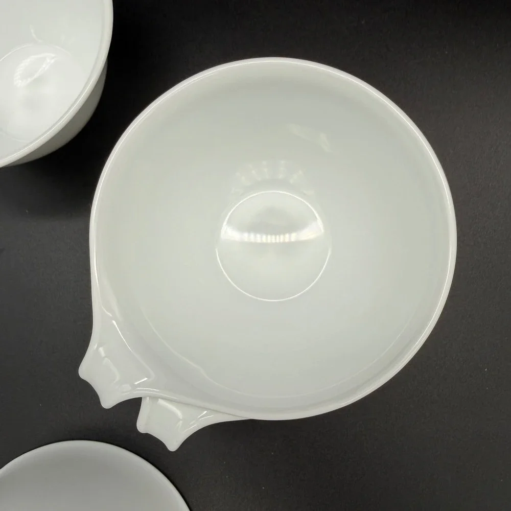 Corelle Livingware Corning White Hook Handle Stackable Teacups Set of 4 USA
